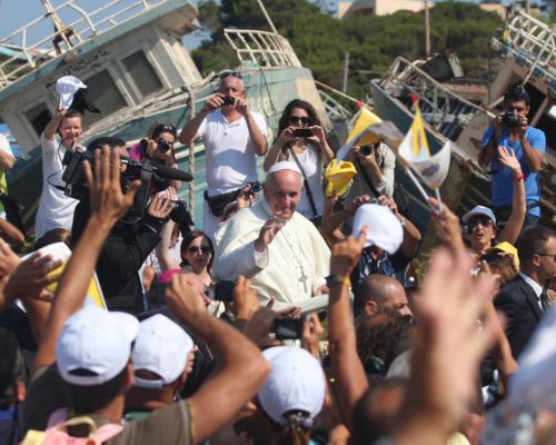 Pope Francis in Lampedusa, Italy.